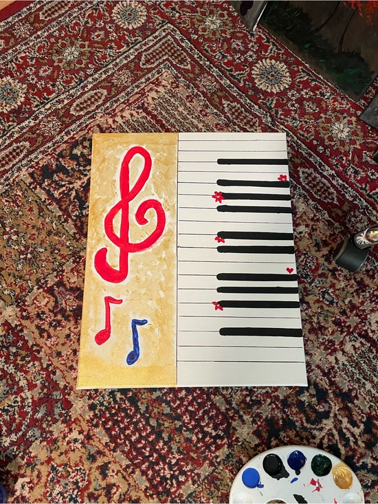 Other - SOLD SOLD Handpainted Musical Canvas - Piano Keys & Treble Clef